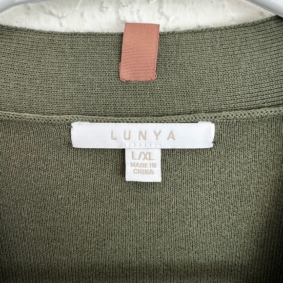 Lunya Cozy Cotton Button Front Silk Blend Cardigan Sweater in Humble Green NEW - Picture 9 of 10